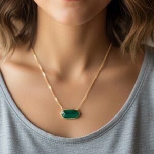 Green Stone and Gold Necklace